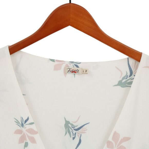 Faherty White Lotus Blossom Floral V-Neck Phoenix Dress L - Picture 5 of 9
